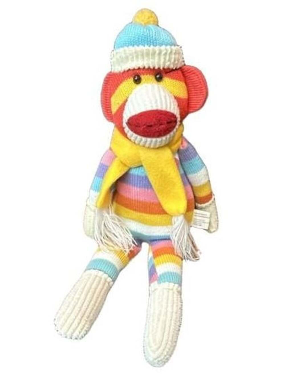 Kathleen's Designs LLC Multi Color Striped Sock Monkey Plush Doll